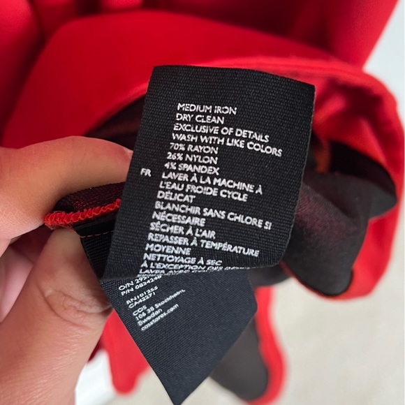 COS Red Asymmetrical Midi Dress Long Sleeve Festive Christmas Primary Red Size 6 - Picture 12 of 13